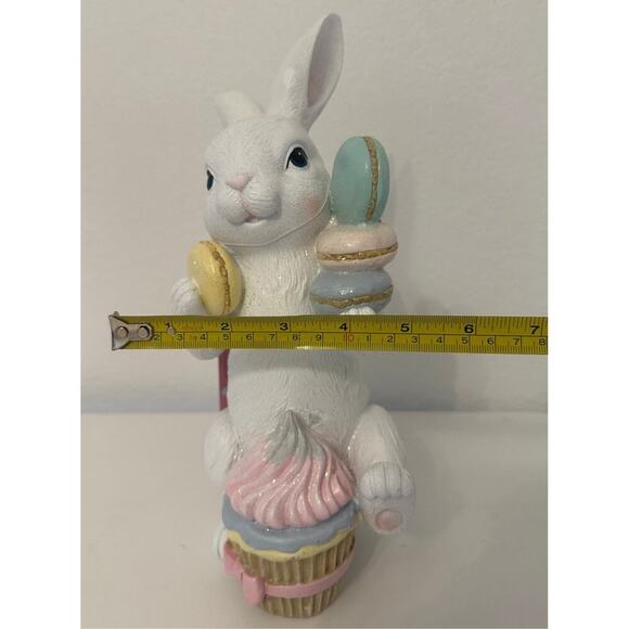 Sweet Treats EASTER BUNNY Pastel Macaron Cupcake Pink Bow Easter Decor CUTE - Picture 8 of 8